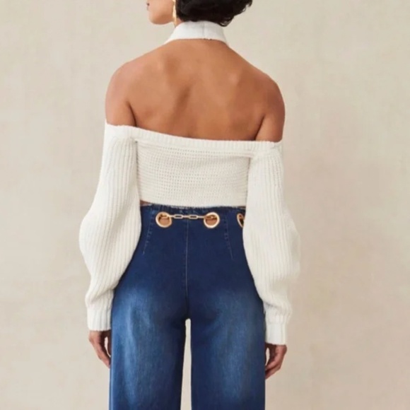 NEW Cult Gaia Elyse Knit Cropped Top - Off White - Picture 4 of 10